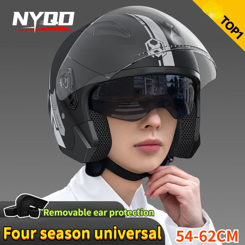 Dual Visor Motorcycle Racing Helmet - 3/4 otwarta twarz retro kaski motocyklowe