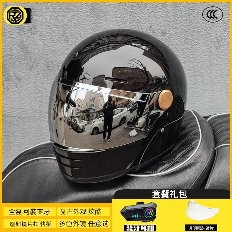 Kask motocyklowy ORZ Retro Ful – Full Face Motorcycle Helmet With Bluetooth recenzja i cena