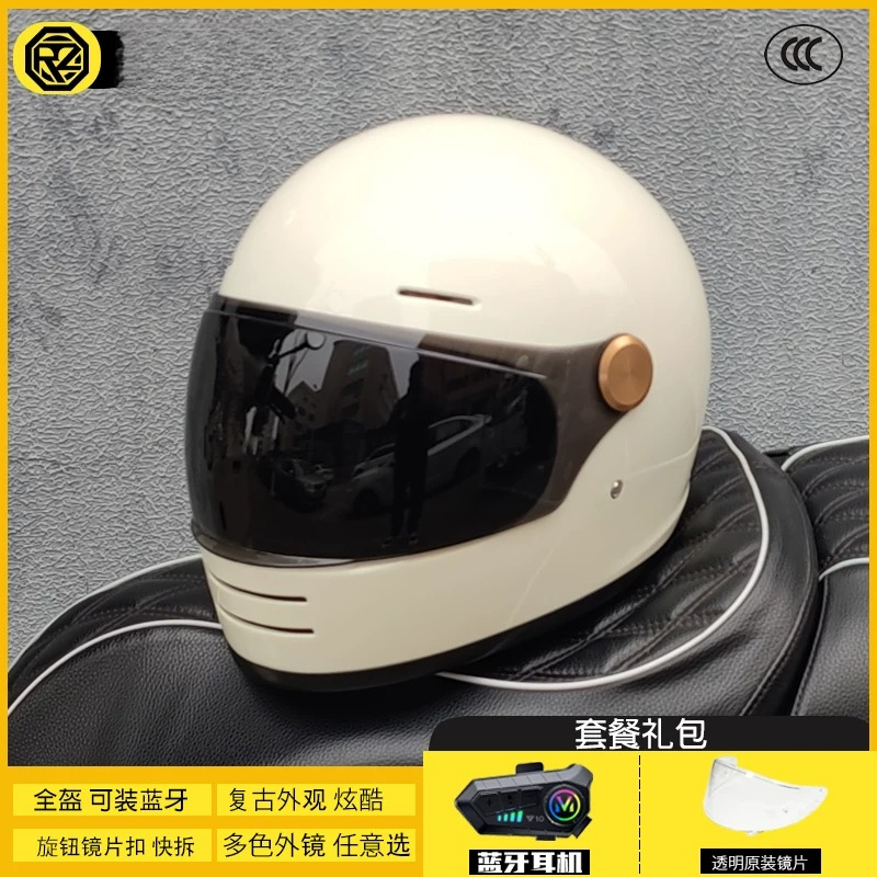 Kask motocyklowy ORZ Retro Ful – Full Face Motorcycle Helmet With Bluetooth recenzja i cena
