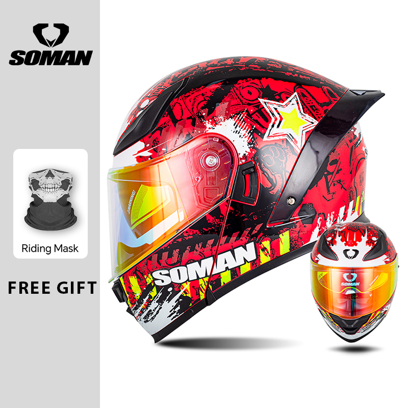 Kask motocyklowy SOMAN Modular – Dual Visor Motorcycle Racing Helmet recenzja i cena