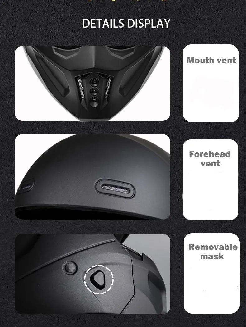 Kask motocyklowy w stylu vinta – Full Face Motorcycle Helmet With Bluetooth recenzja i cena