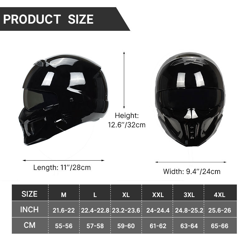 Wytrzymały, jasny czarny kask  – Full Face Motorcycle Helmet With Bluetooth recenzja i cena